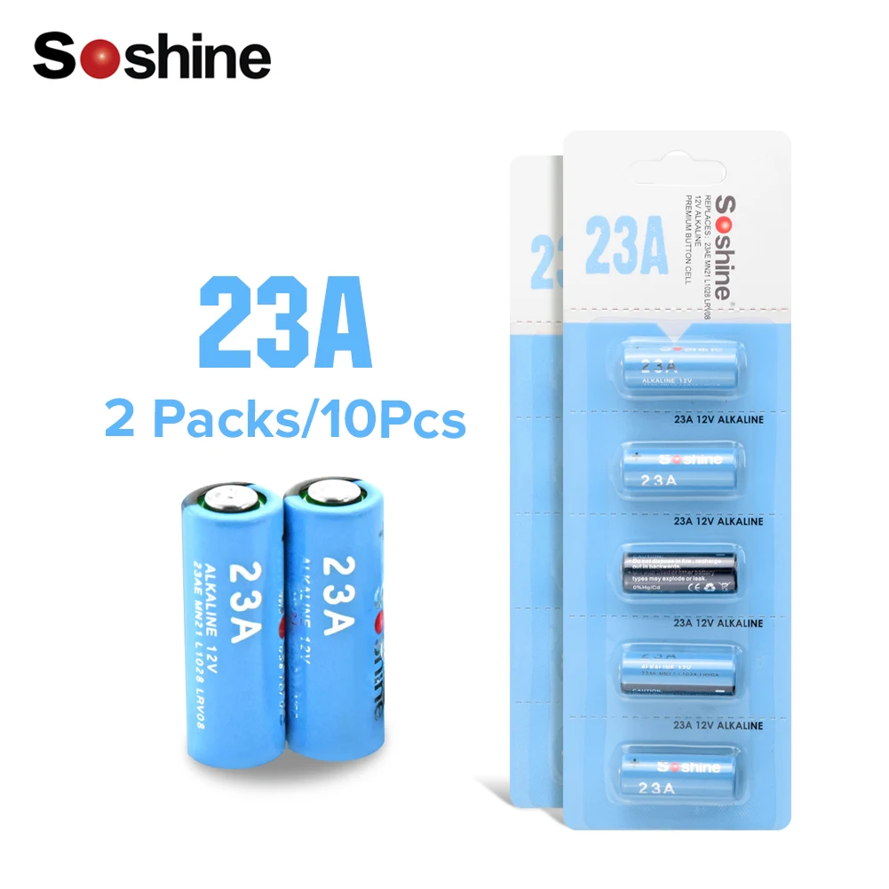 Soshine 12В щелочные 23A Батарея A23 MN21 L1028 VR22 для Двери Гаража Пульт дистанционного управления Батарея RC часть 10 шт./лот