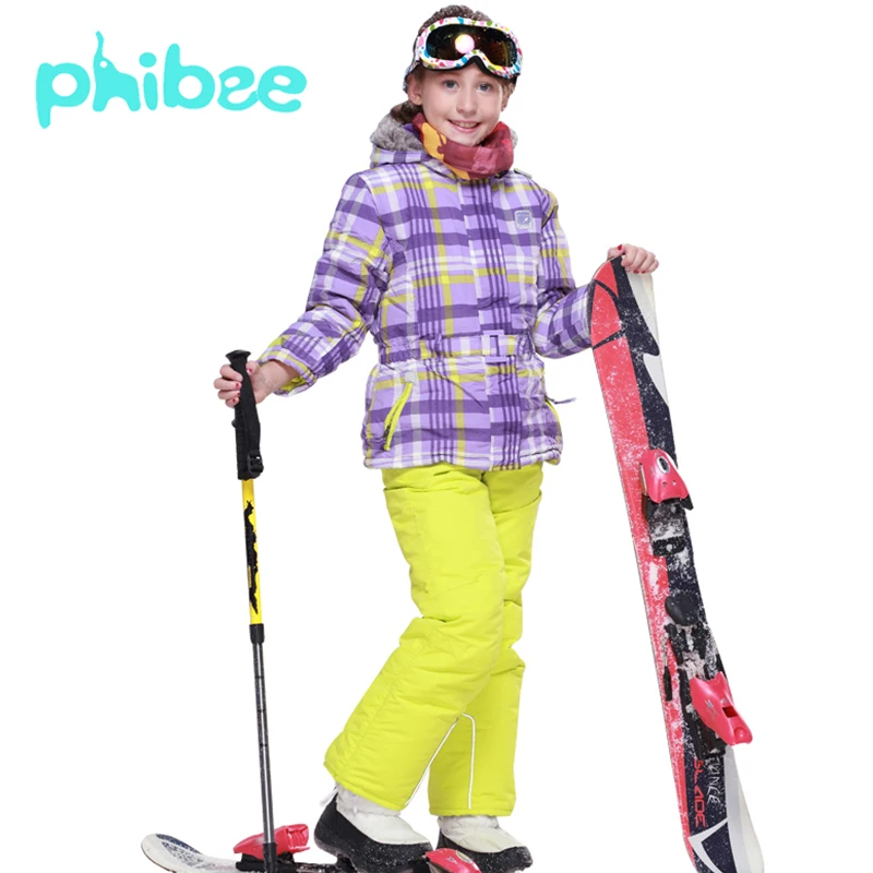 Phibee Kids Clothes Ski Set Girls Clothes Warm Children Clothing Waterproof Windproof Breathable Tracksuit