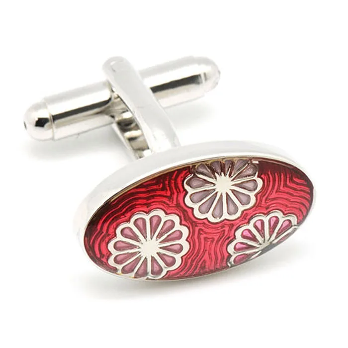 

Enameled red flower cufflinks for mens clother,botton