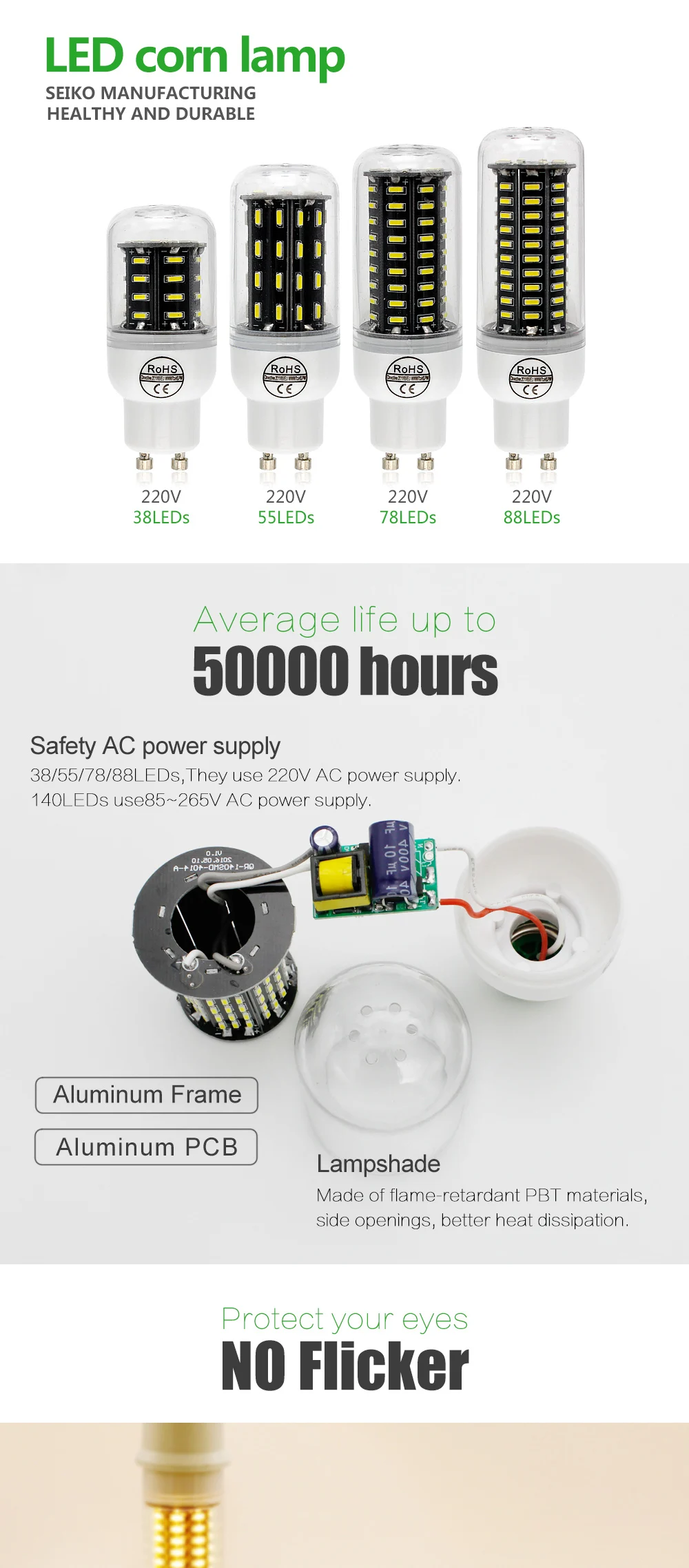 Умная ИС(интеграционная схема) Мощность без мерцания 220 V GU10 светодиодный лампы солнечного света 38 Светодиодный s 55 светодиодный s 78 светодиодный s 88 светодиодный s SMD 4014 Светодиодный прожектор 30 Вт 60 Вт галогенная лампа