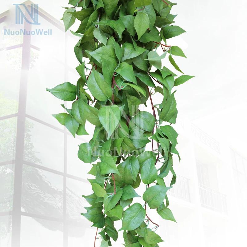 110cm Green radish NuoNuoWell 43 ''зеленая редька лоза искусственная гирлянда плющ, ротанг пластиковые листва Свадебные украшения DIY искусственный Scindapsu - Цвет: 110cm Green radish