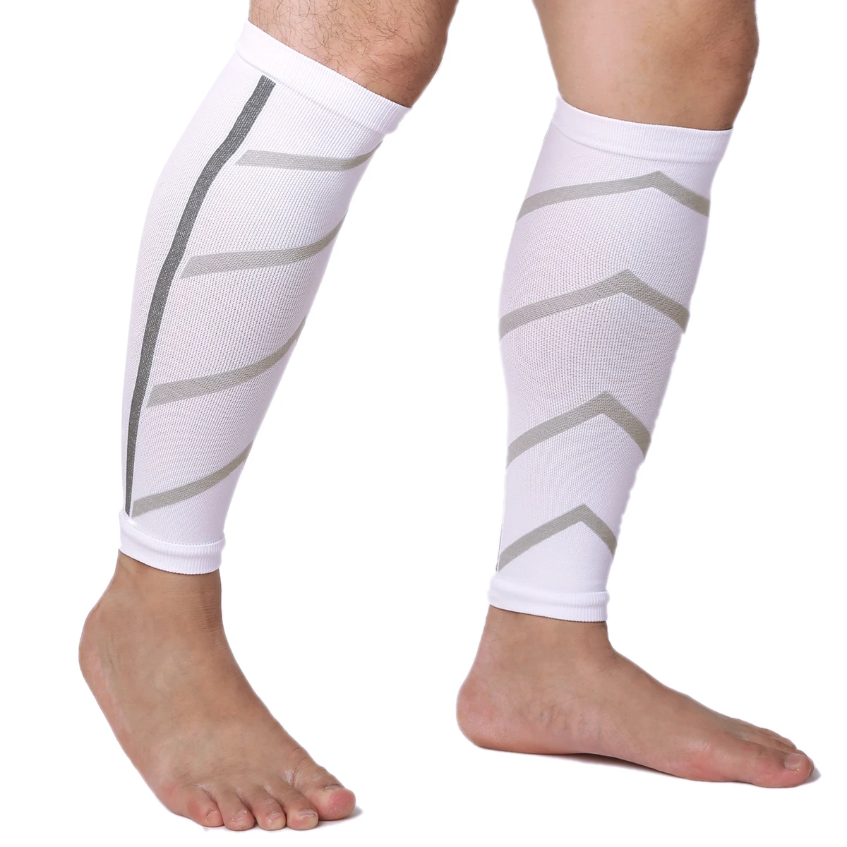 1 Pair Base Layer Compression Leg Calf Sleeve Shin Guard Outdoor Sports Running Stretch Leggings Knee Pads Calf Support - Цвет: white
