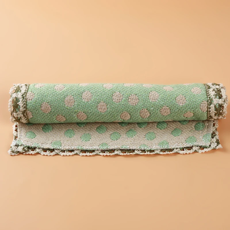Green dots Прямоугольный хлопковый льняной кружевной коврик для стола креативный Западный коврик для еды нескользящий коврик для чашки дисковый коврик - Цвет: Green dots