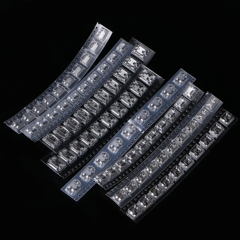 

OOTDTY 80 Pcs Micro USB Female Socket Jack 5Pin 8 Models Solder Mount SMD Connector