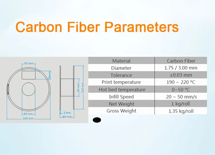 3D углеродное волокно ручка Pla твердый Карно для филе принтер провода 1,75 мм 1 кг Tridrip