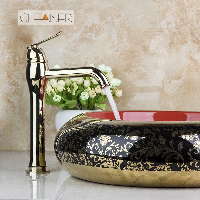 

Luxury Golden Polished Faucet Bathroom Faucet Fast Shipping Counter Top Basin Sink Single Hand Vanity Sink Hot Mixer Water Tap