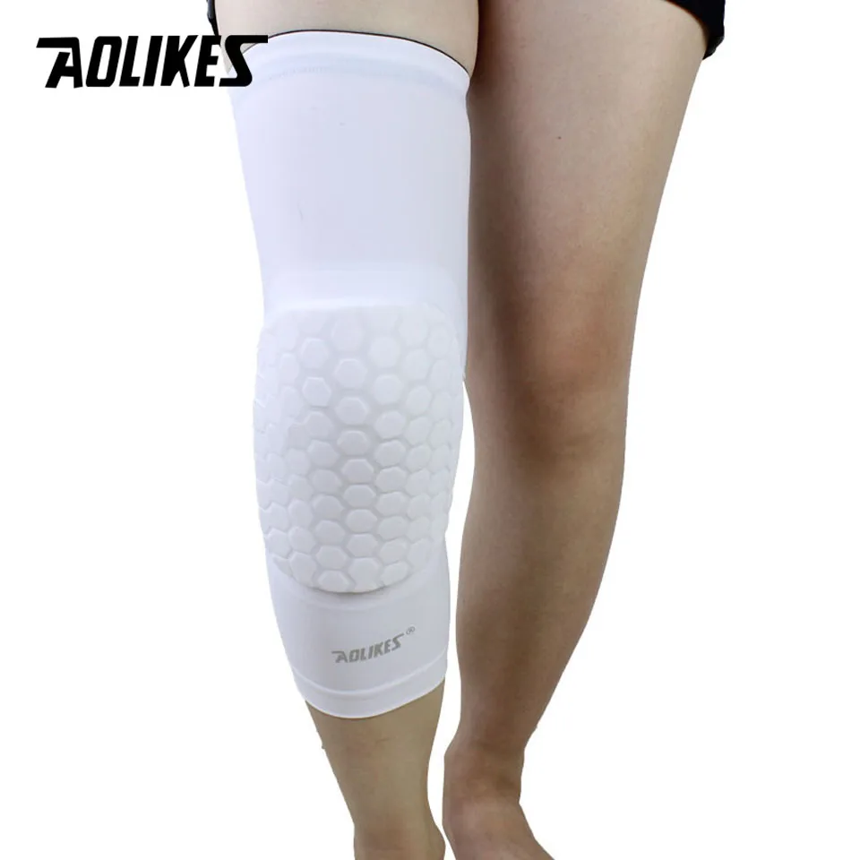 Aolikes 1 قطع العسل والأشرطة سلامة الرياضة كرة السلة نيباد ضغط الجوارب الركبة يلتف هدفين حماية الأكمام