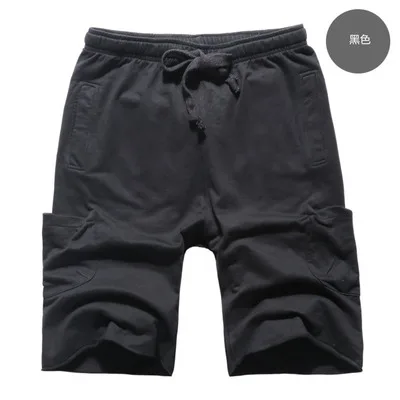 Мужские повседневные однотонные шорты,, мужские прямые хлопковые шорты с карманами, мужские тренировочные брюки, высококачественные быстросохнущие шорты - Цвет: black