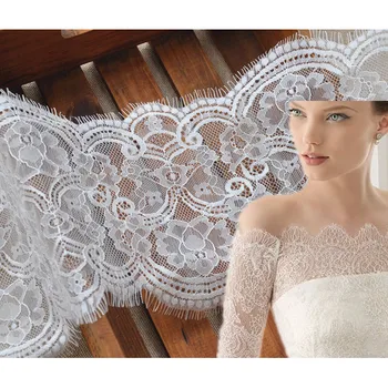 

White exquisite classic lace trim High quality Diy Eyelash lace fabric 16cm Wide 7 yards/lot