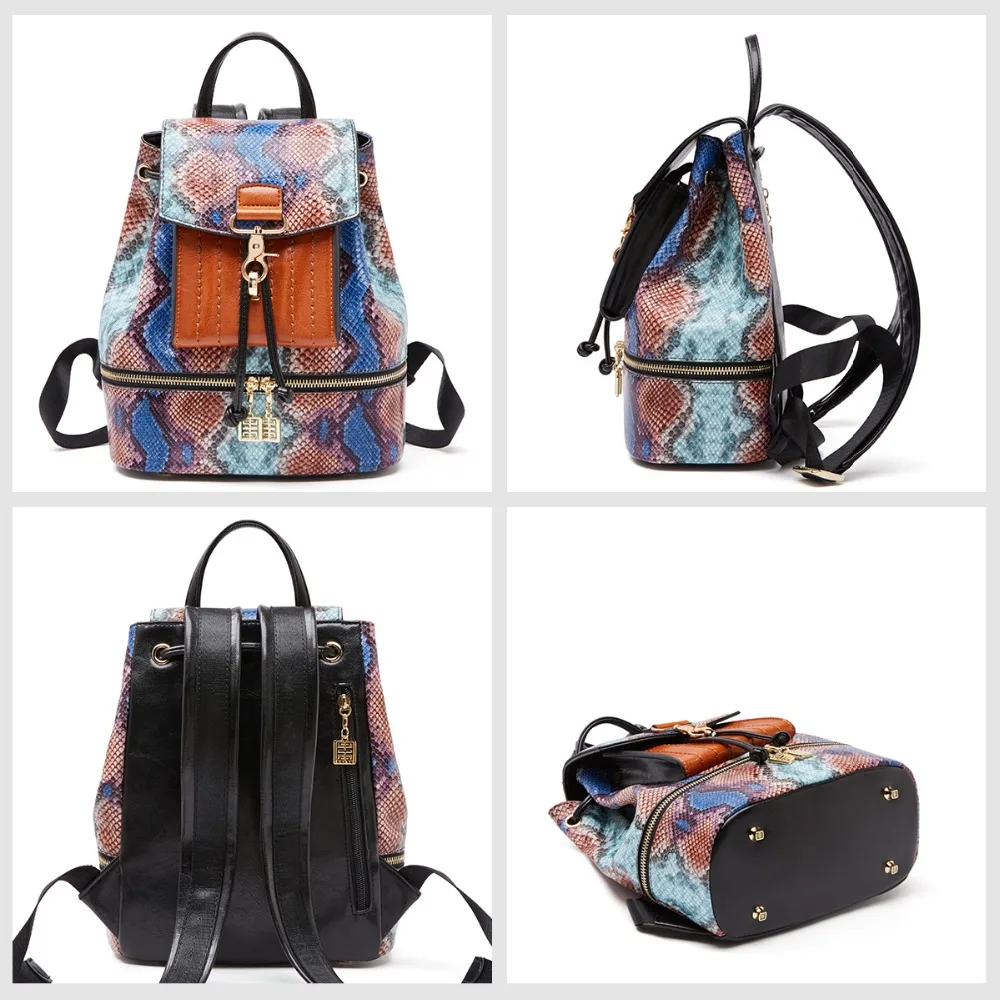 Женский винтажный кожаный рюкзак Sac Dos Serpentine, школьная сумка для девочек, дорожная сумочка