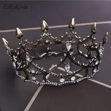Черная металлическая винтажная свадебная корона большие Кристаллы Стразы свадебная корона и диадемы королева костюмы аксессуары для женщин corona
