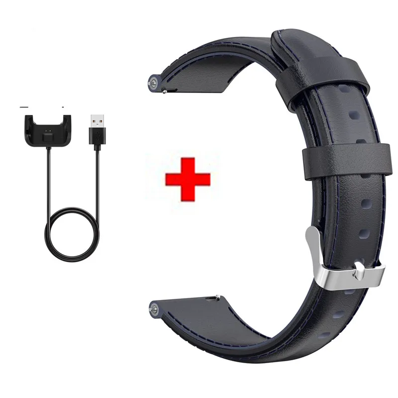 Color2 2 в 1 USB зарядное устройство кабель для Huami Amazfit Bip ремешок кожаный ремешок для Xiaomi Huami Amazfit Bip Молодежный браслет ремешок для часов - Цвет: Color2