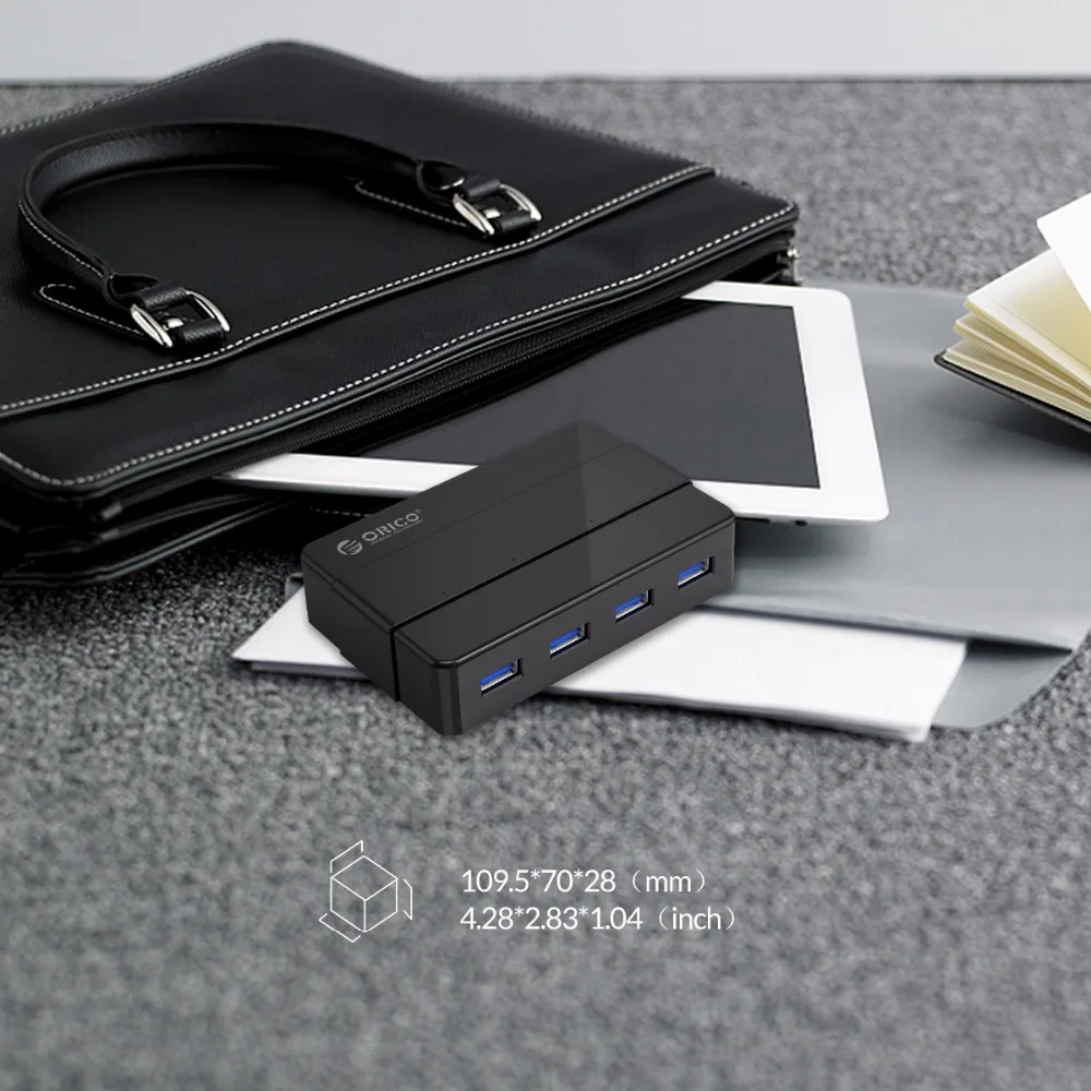 ORICO 4 порта USB3.0 концентратор 5 Гбит/с сверхскоростной портативный 12V2. 0A адаптер питания через контроллер 3.3Ft для ноутбуков настольных периферийных устройств USB