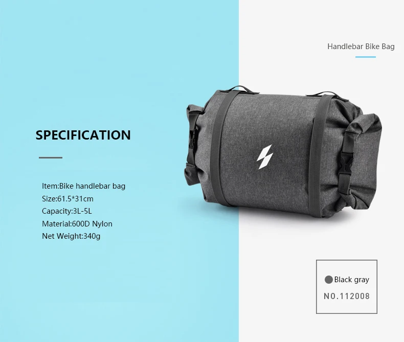 Perfect ROSWHEEL 112008 Reflective Cycling Mountain Road Bicycle 5L Bike Handlebar Bag Front Frame Top Tube Pannier Pouch Roll-up Design 6