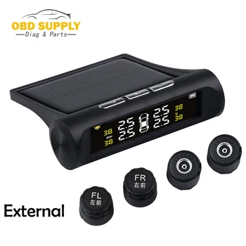 

Magetech Smart Car TPMS Alarm Tire Pressure Monitor Solar Charger With 4 External Sensor Auto Security Systems LCD Display