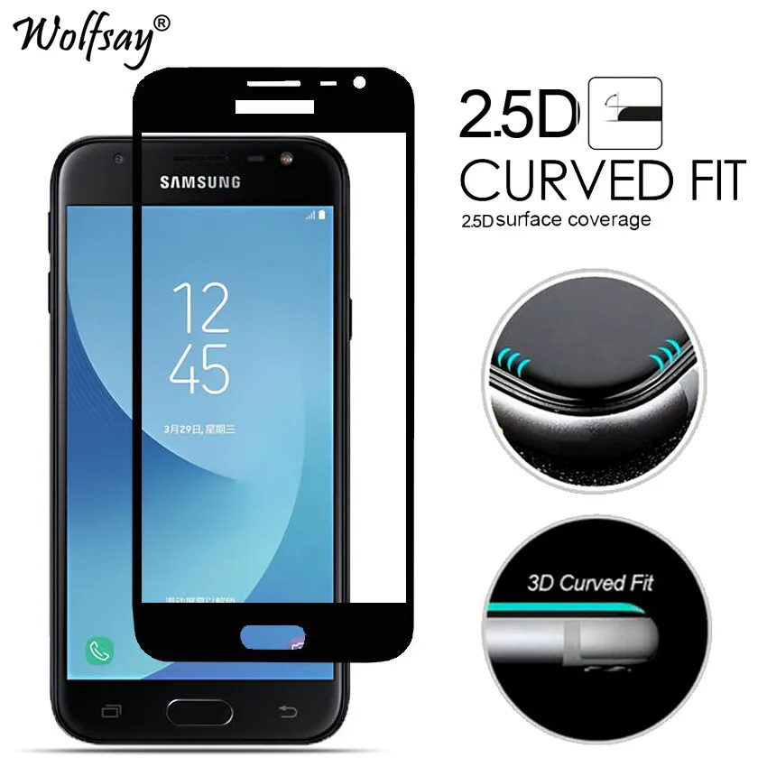 Стекло с полным покрытием для Samsung Galaxy J3 Pro защита экрана закаленное стекло J3110 J3119