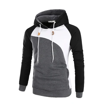 

Men's Colorblock Pullover Large Size Thick Men's Hooded Long Sleeved Jacket