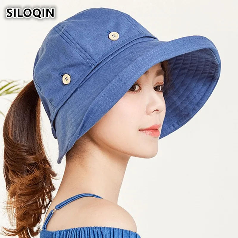 

SILOQIN Summer Adult Women's Hat 2019 New Style Removable Top Big Brim Sun Hat UV Resistant Cloth Beach Hats For Women