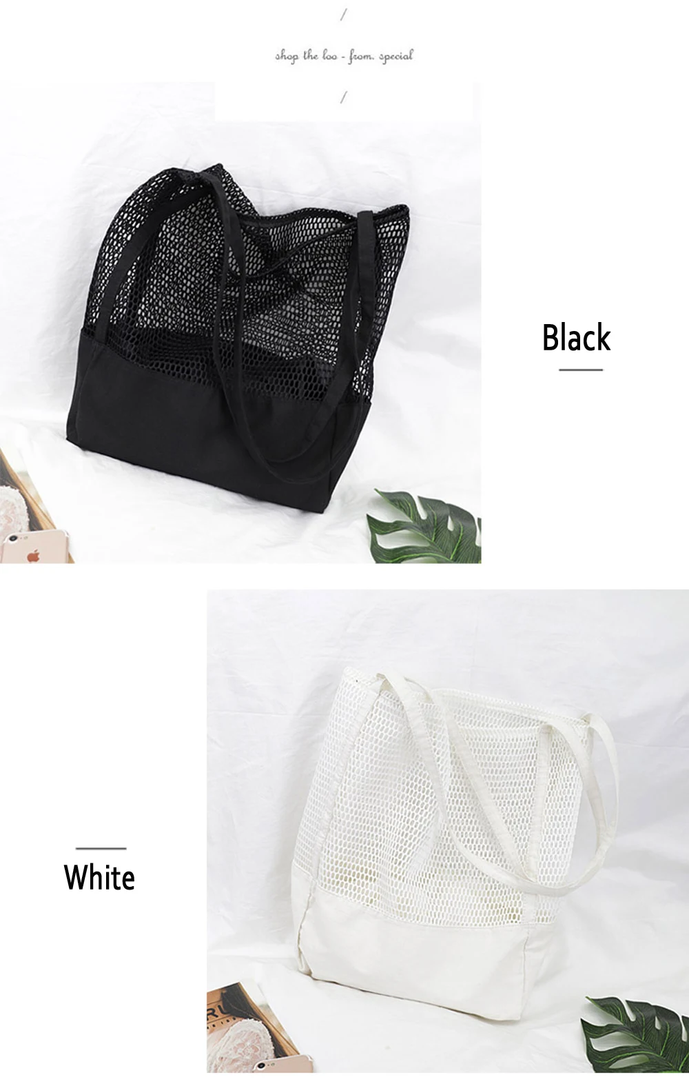 Multifunction Mesh Shopping Bag Classic Foldable Handbag Reusable Travel Lady's Storage Beach Bag Tote sac a main femme