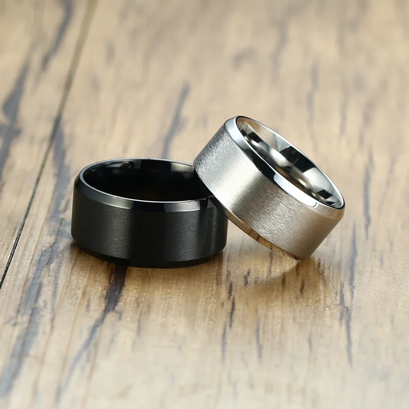 Vnox классические мужские обручальные кольца кольцо 10 мм нержавеющая сталь матовая отделка скошенный полированный край комфортная посадка