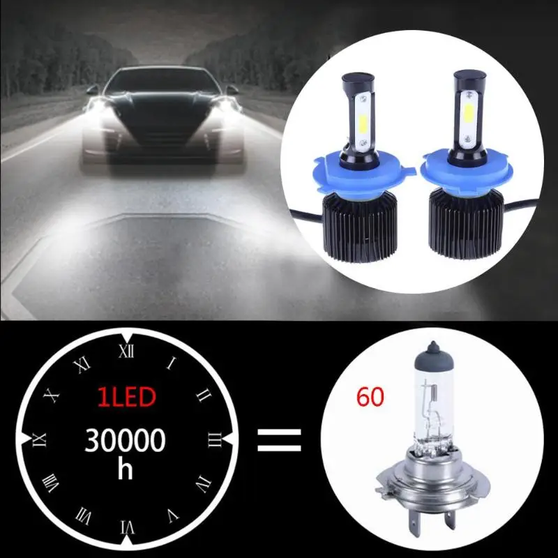 H3 H4 H7 H11 9005 9006 COB Светодиодный фар автомобиля лампы 72 W фары для 8000LM авто фары