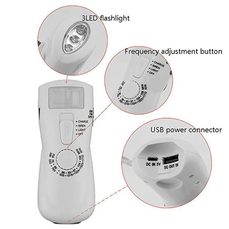 Аварийный Мощный ручной фонарик Динамо портативный фонарь MuiltiFunction Lanyard фонарь с AM/FM радио для кемпинга