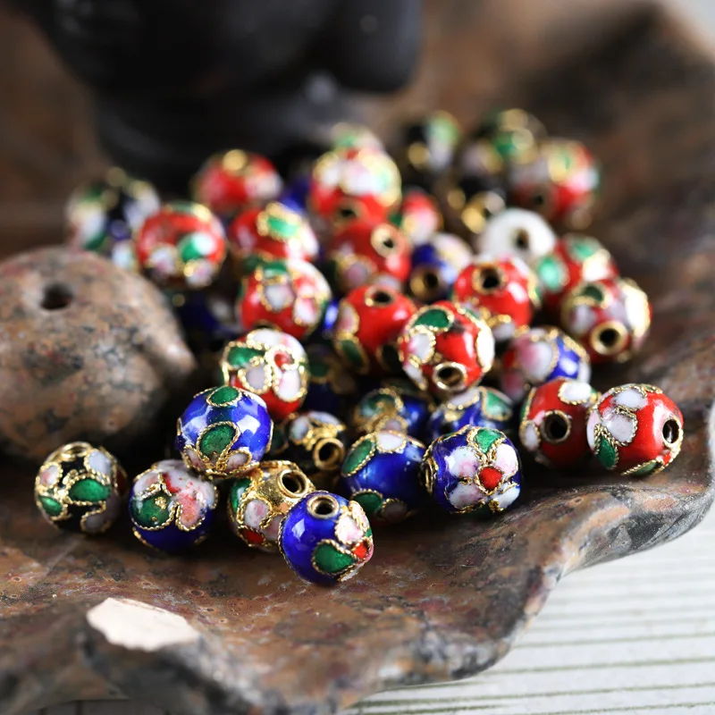 Enamel Necklace Spacer Decoration Charm 6mm 20pcs Metal beads Cloisonne Beads