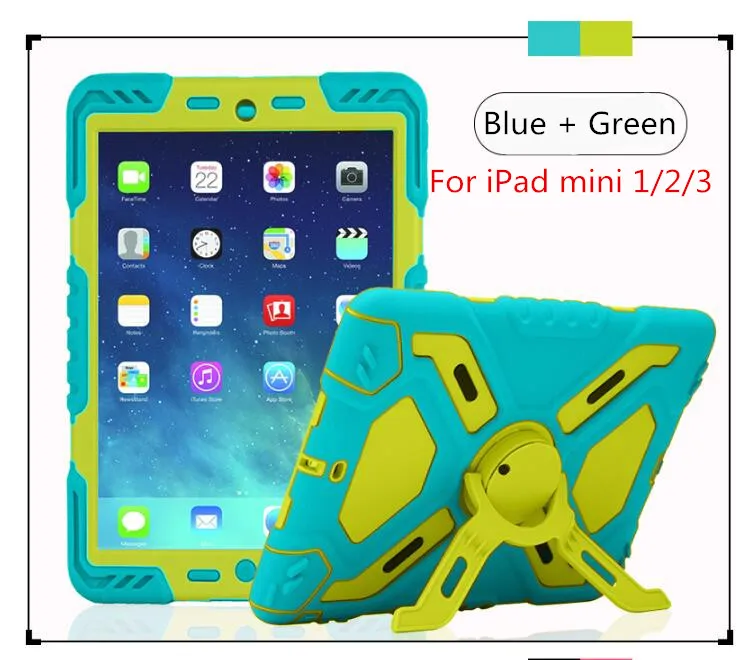 Водонепроницаемый ударопрочный чехол для iPad mini 1 2 3 4, безопасный Чехол-подставка для iPad mini 4, сверхпрочный силиконовый чехол - Цвет: For mini 1 2 3 Green