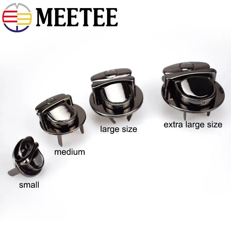 Gun black 2 шт. Meetee металлическая круглая застежка Поворотный замок Пряжка для DIY сумки кошелек аппаратное закрытие части багажные аксессуары H4-2 - Цвет: Gun black