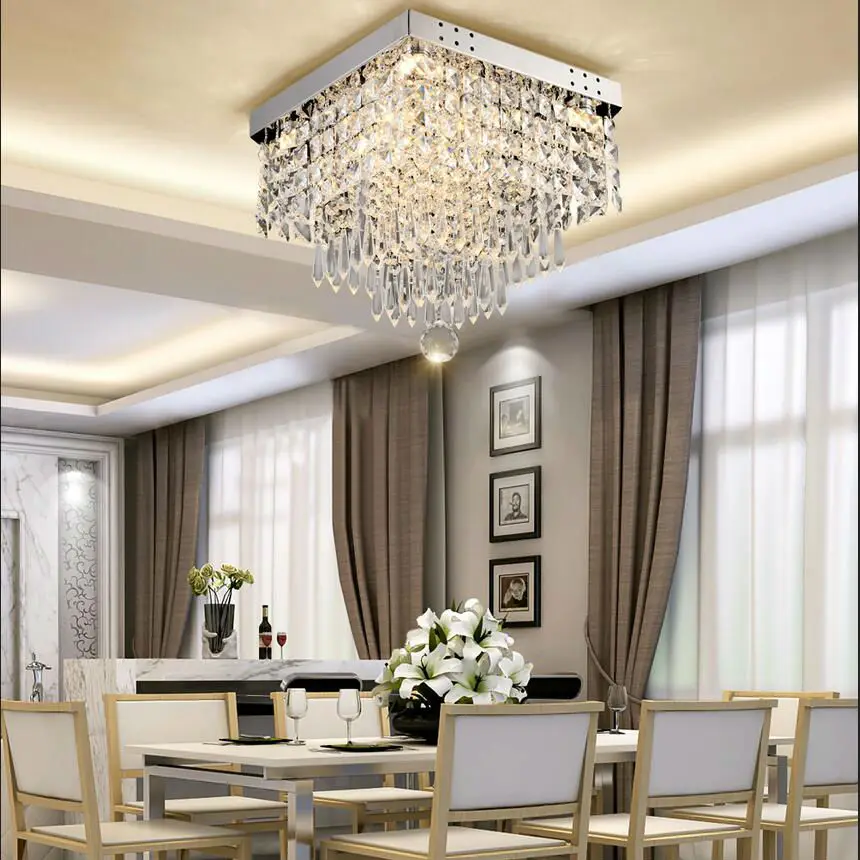 Lustres de Cristal Conduziu a Iluminação Lustre para Sala Lâmpada do Teto Moderna Quadrado Lâmpadas Estar Cristal Luminária Led 9 chandeliers ceiling