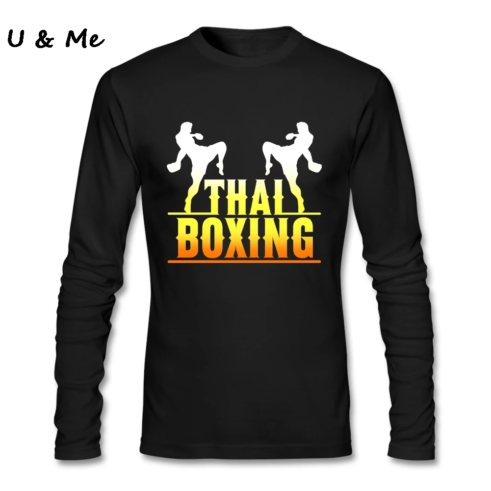 HU & GH Длинные рукава подходят Формальные футболки для мужчин Boxinger Муай Тай печати
