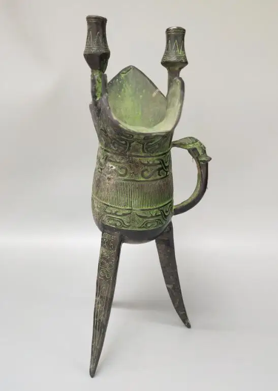 Китайский архаизмы бронза ручной работы carving вина чашки 34 см