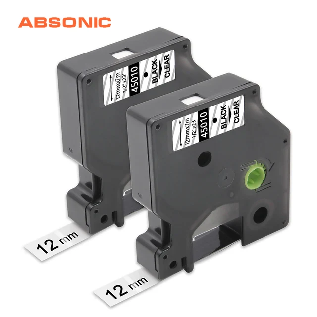 Best Offers Absonic 2pcs 12mm *7m D1 45010 Label Tape 45010 Black on Clear Tape Compatible For Dymo D1 45010 Labels Maker 160 Label Printer Best Offers Absonic 2pcs 12mm *7m D1 45010 Label Tape 45010 Black on Clear Tape Compatible For Dymo D1 45010 Labels Maker 160 Label Printer