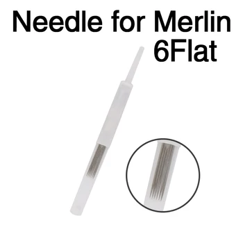

50Pcs 6F 6-Prong Flat Card Needles and 50Pcs Tips Caps For Merlin Machine Permanent Munsu Makeup Accessories Beauty Supplies
