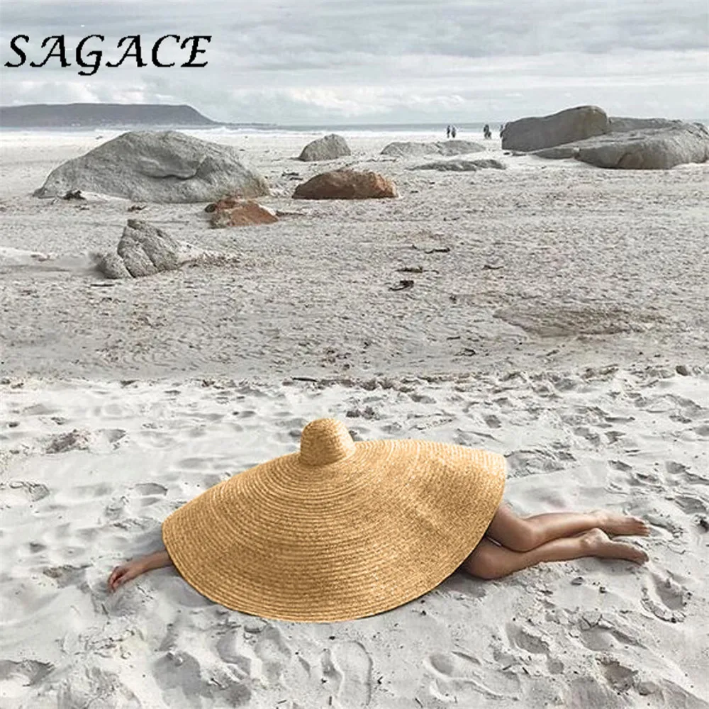 SAGACE шляпа модная женская с широкими полями соломенная шляпа лодочника пляжная большая Солнцезащитная негабаритная Солнцезащитная пляжная кепка Складная соломенная Кепка