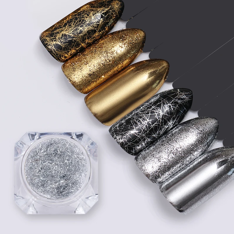 

0.1g Nail Art Gold Strip Thread Wire Silver Nail Particle Striping Art Line Tape Sticker Mirror Flakies Manicure Art Decotation