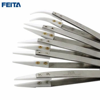 

FEITA 5pcs/pkg 5 Type Ceramic Tip Tweezers Stainless Steel Heat Resistant Hand Tools for E-cigarette,DIY,Phone Electronic Repair