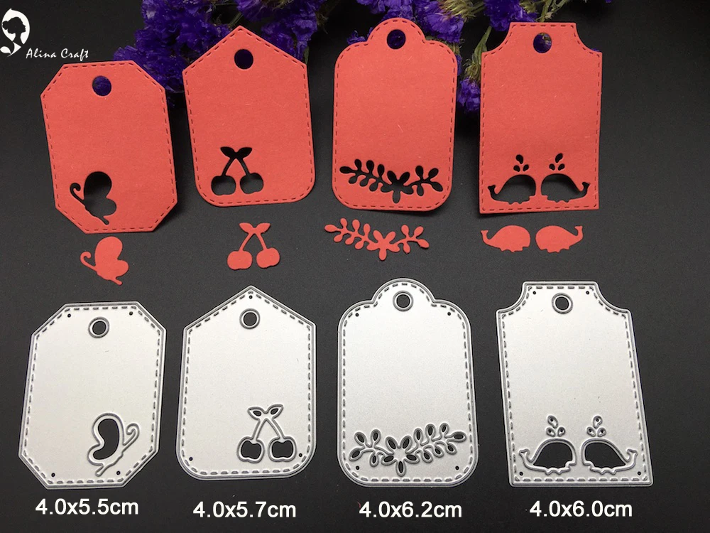 

4pc Metal cutting dies for Scrapbook album paper craft tag dies bookmark embossing stencil template steel steel die cut