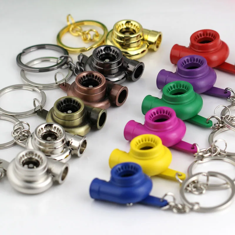 

Spinning Turbo Keychain Hot Sale Automotive Car Part Model Turbine Turbocharger Sleeve Bearing Key Chain Ring Keyring Keyfob