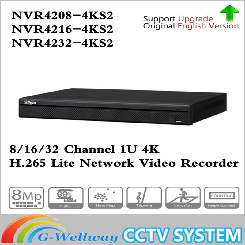

Original Brand NVR4208-4KS2 NVR4216-4KS2 NVR4232-4KS2 8/16/32CH Network Video Recorder 4K Support H265 IP Camera HDD Selectable