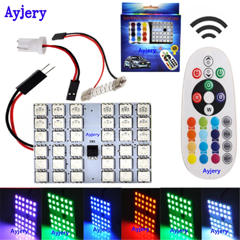 Стробоскоп! 20X(10 шт./набор) T10 Панель свет 5050 36 СИД Smd RGB Гирлянда для салона Doom лампа для чтения Беспроводной удаленного Комплект лампа-вспышка