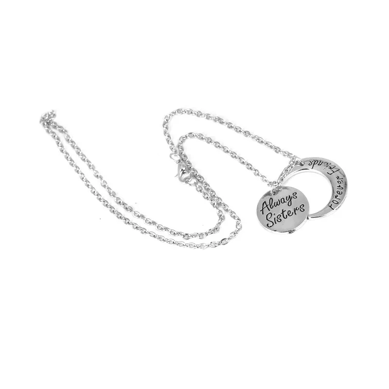 Ожерелье Always sisters forever friends BFF, круглое изогнутое ожерелье с Луной, рождественский подарок для сестры, ювелирные изделия Bestfriend