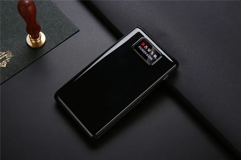 Высокая емкость 20000mAh банк питания для iPhone samsung huawei Тип C Быстрая зарядка ЖК-дисплей USB внешний аккумулятор - Цвет: black
