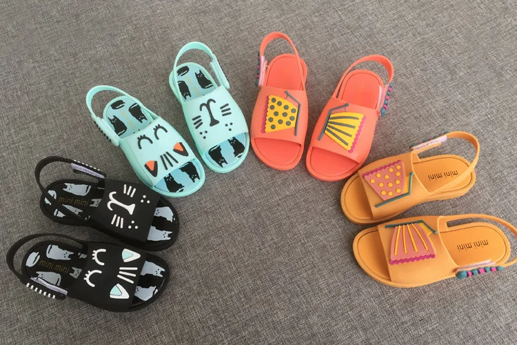

Kids Summer Mini Jelly Shoes Baby Girls Boys Butterfly Cat Black Orange Waterproof Shoes Children Outsole Sandals