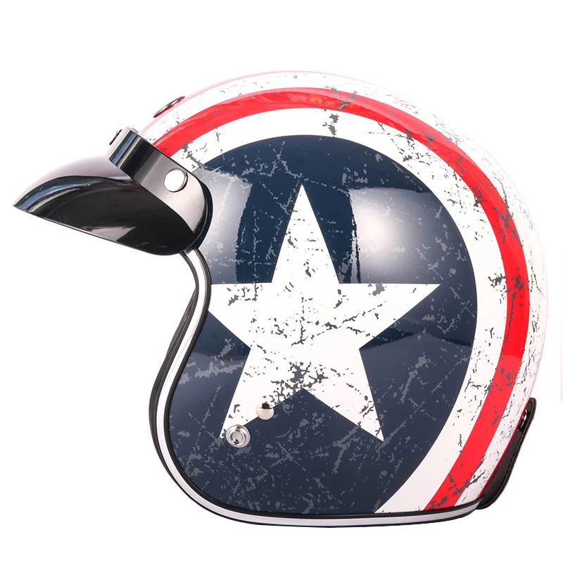 Шлем TORC T50 Route 66 Halley moto rcycle с открытым лицом Ретро винтажный Мото Кросс Шлемы Casco capacete Мото шлем DOT утвержден - Цвет: Captain America