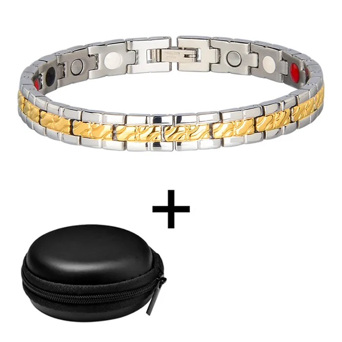 Women 10251 And Box Маленькая лягушка 316L браслеты из нержавеющей стали с здоровьем мужские золотые серебряные ювелирные изделия магнитные кольцеобразные браслеты - Окраска металла: Women 10251 And Box