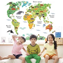 ISABEL tube animal world map wall stickers living room Bedroom Office home decoration wall decal mural art diy office wall art