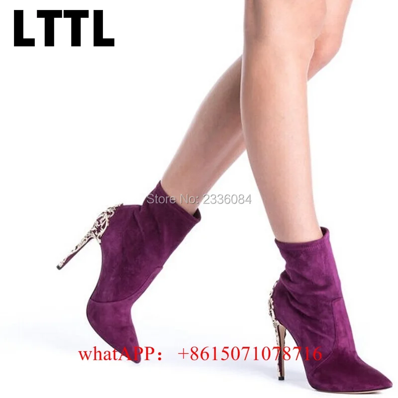 

Brand Shoes Luxury Designer Ankle Boot Leaves Spiralling High Heels Women Boots Fall Spring Pointed Ankle Boots Ladies Shoe