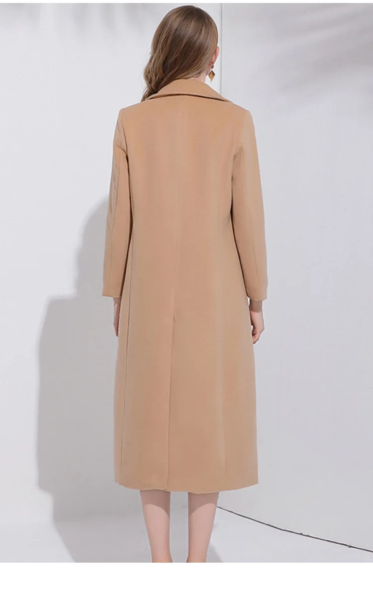 Нагрудные Двусторонняя кашемировое зимнее пальто Для женщин пальто Abrigos Mujer Invierno; коллекция 2019 года длинные Шерстяное пальто Casacos Feminino D1133