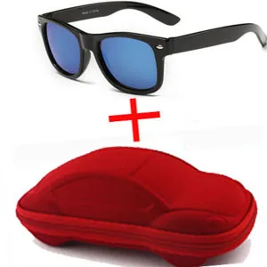 Крутые солнцезащитные очки, солнцезащитные очки для детей, для мальчиков и девочек, модные очки с покрытием, УФ 400, защита с чехлом, От 6 до 15 лет детей - Цвет линз: blue and red case